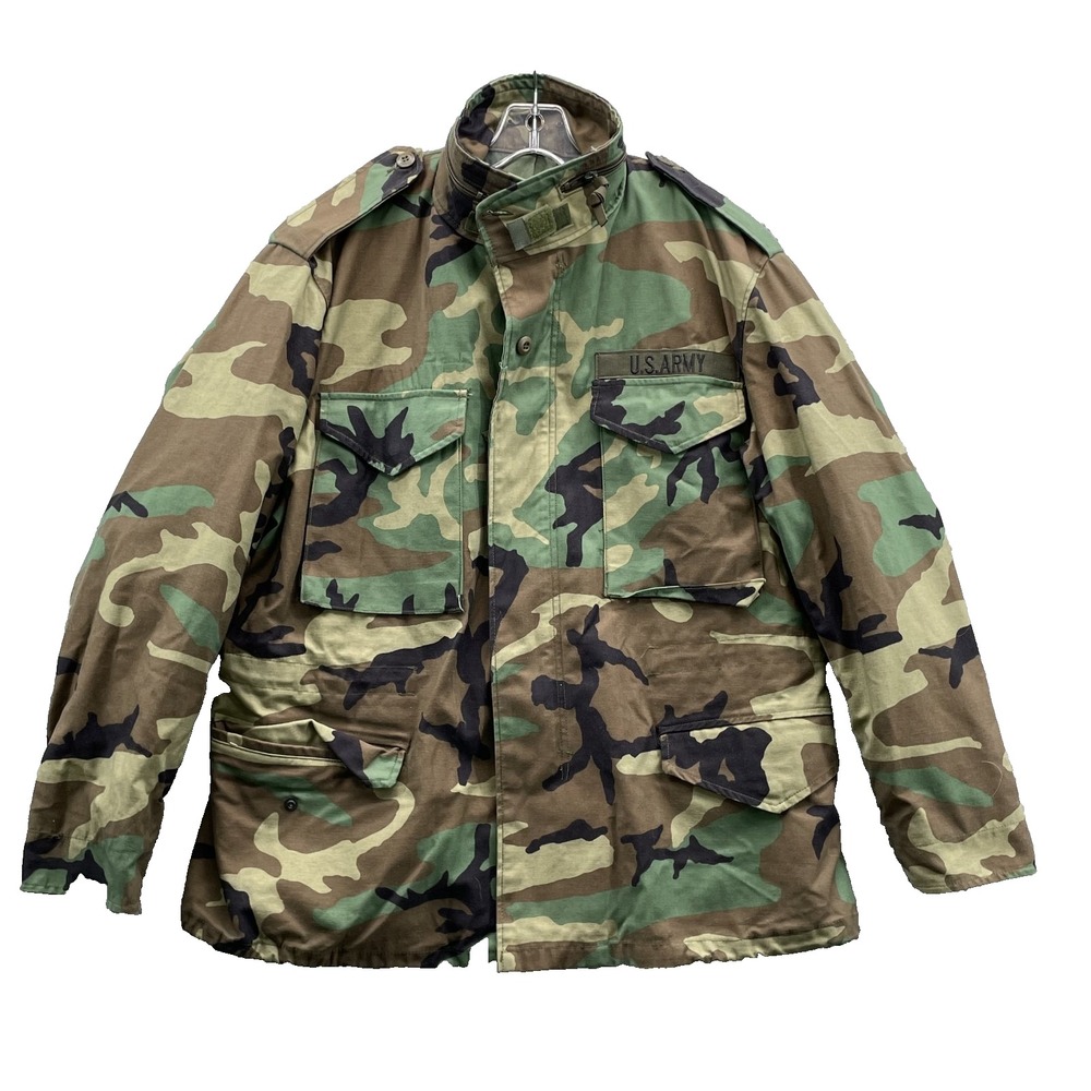 US Army Cold Weather Coat Jacket Men's Large Short Woodlamd Camo Field Workwear